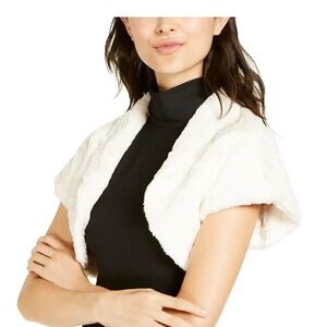 Vince Camuto Black Faux Fur Shrug